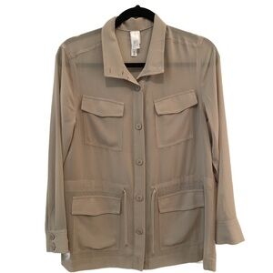 MarlaWynne Wynne Layers Chiffon Safari Jacket Linen Size Small New